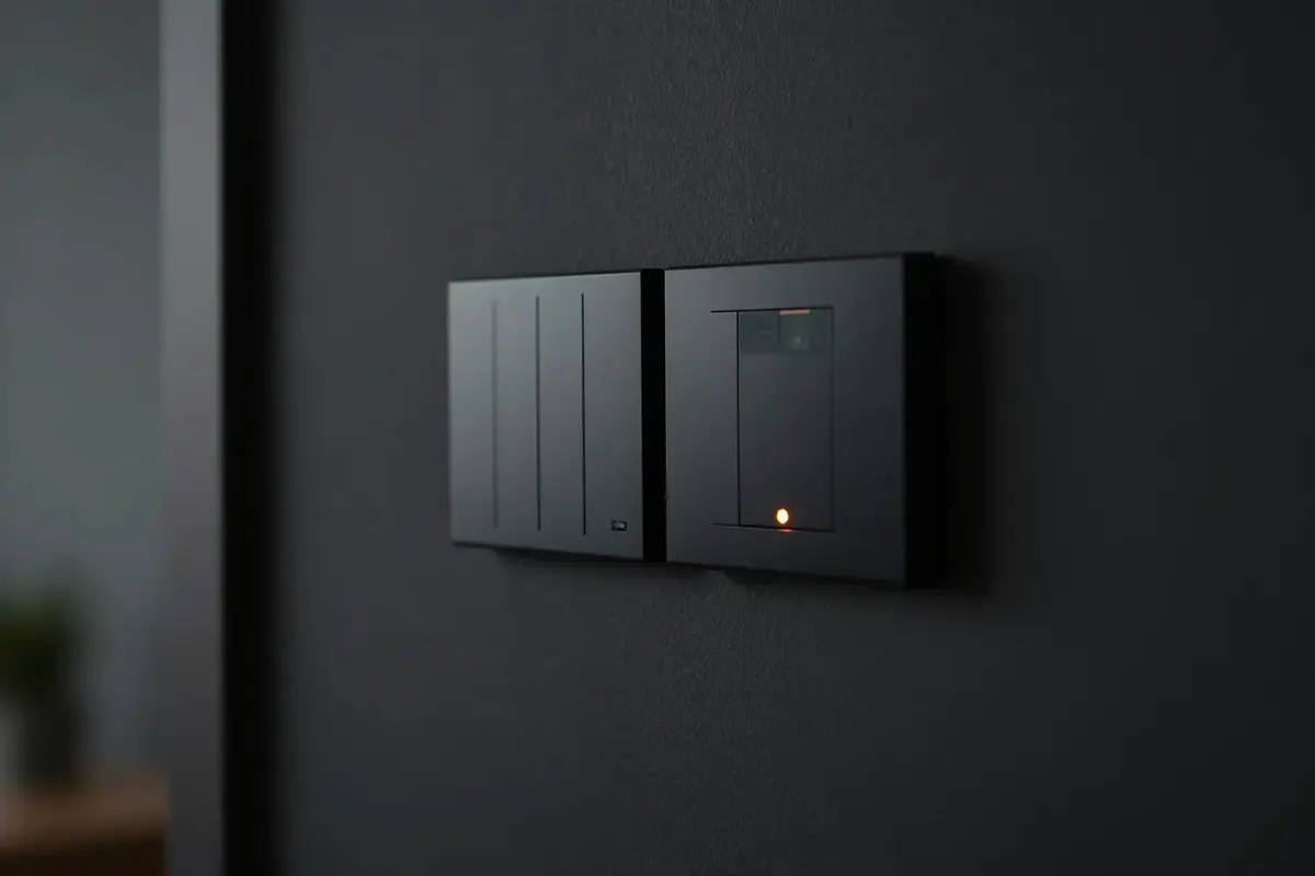 Smarte Schalter an einer dunklen Wand